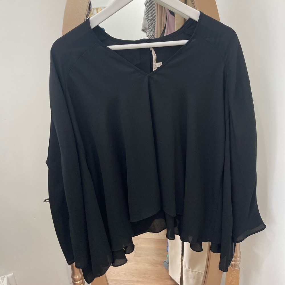 Rachel Roy black top blouse slowly buttons size s small brand new with tag